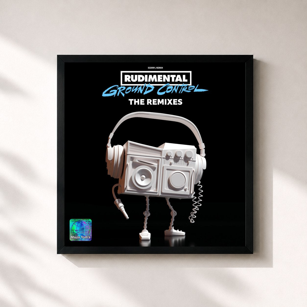 #noir Tableau carré de l'album Ground Control (The Remixes) de Rudimental, cadre noir 32x32 cm