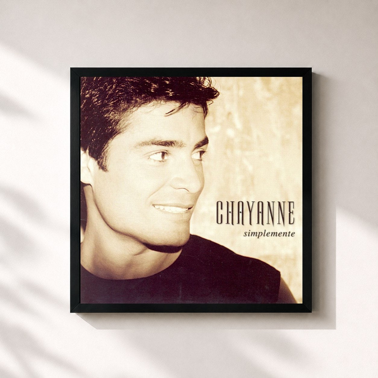 #noir Tableau carré de l'album Simplemente de Chayanne, cadre noir 32x32 cm