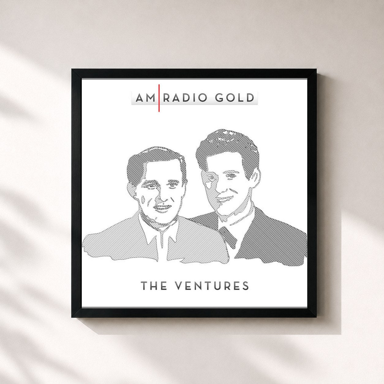 #noir Tableau carré de l'album Am Radio Gold: The Ventures (Remastered) de The Ventures, cadre noir 32x32 cm