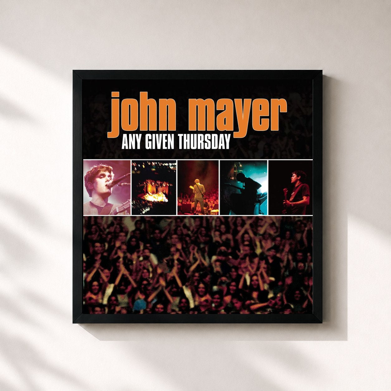 #noir Tableau carré de l'album Any Given Thursday de John Mayer, cadre noir 32x32 cm
