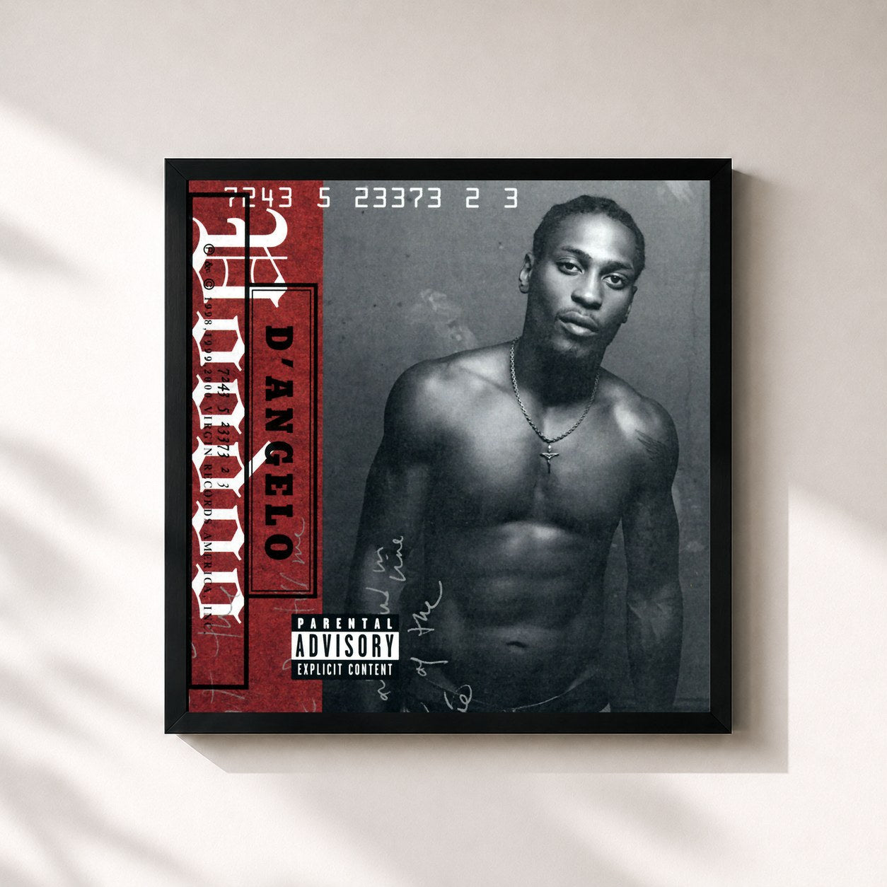 #noir Tableau carré de l'album Voodoo de D'Angelo, cadre noir 32x32 cm