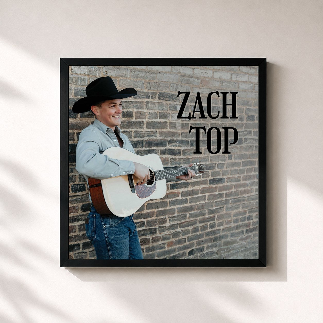 #noir Tableau carré de l'album Zach Top de Zach Top, cadre noir 32x32 cm