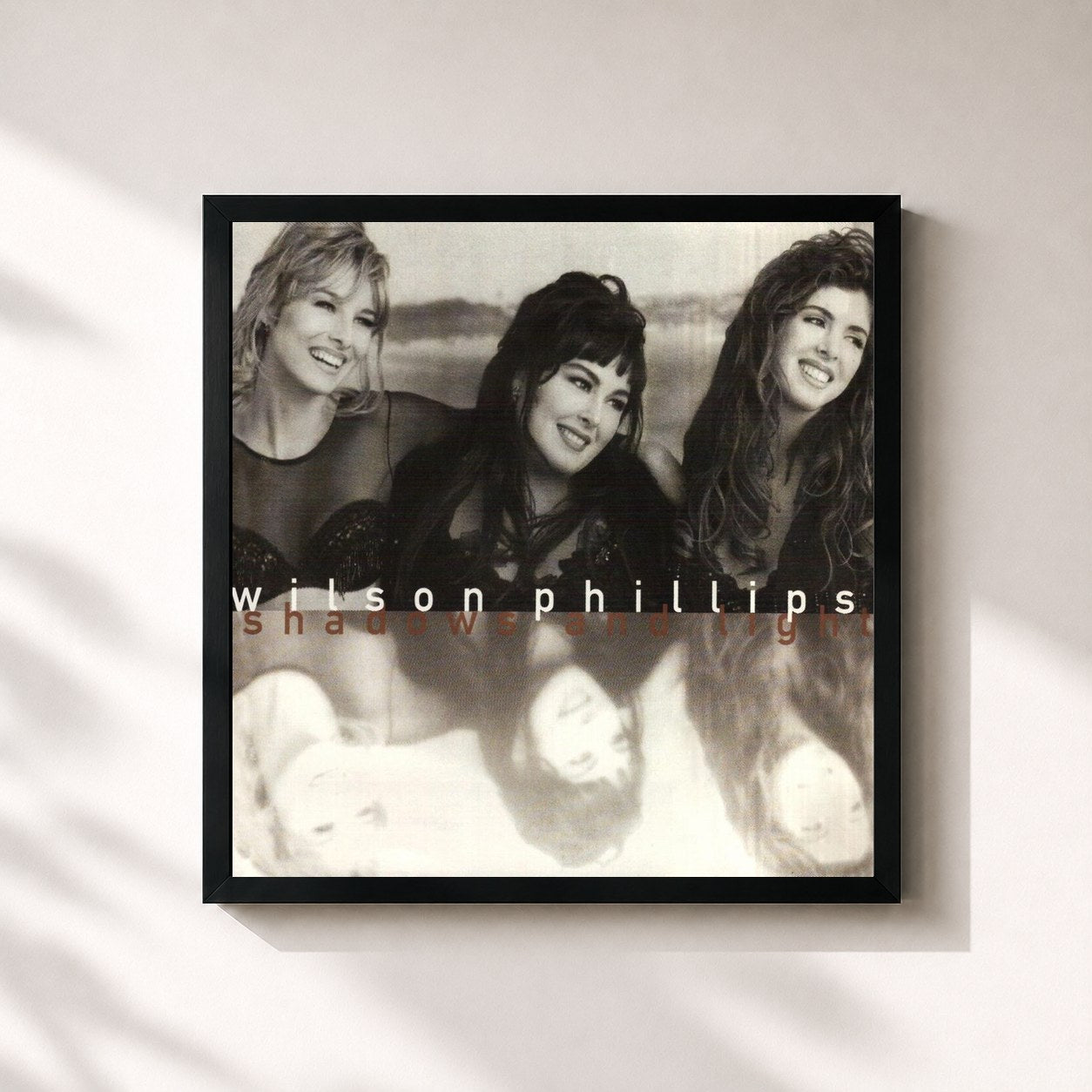 #noir Tableau carré de l'album Shadows And Light de Wilson Phillips, cadre noir 32x32 cm