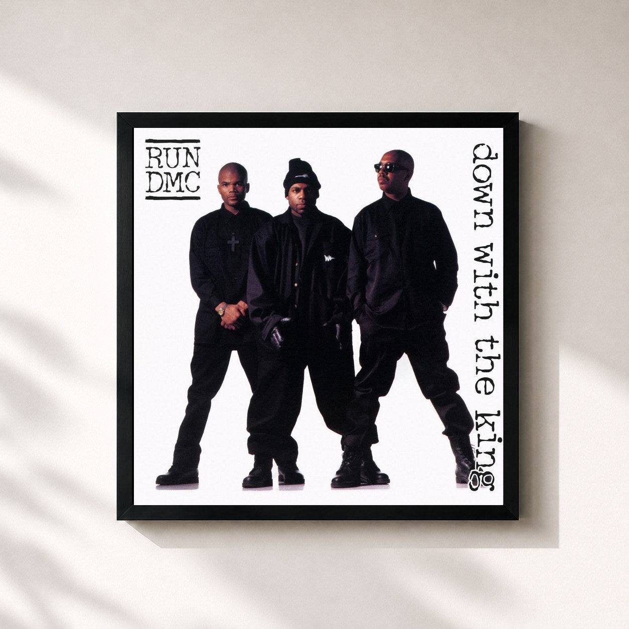 #noir Tableau carré de l'album Down With The King de Run-DMC, cadre noir 32x32 cm