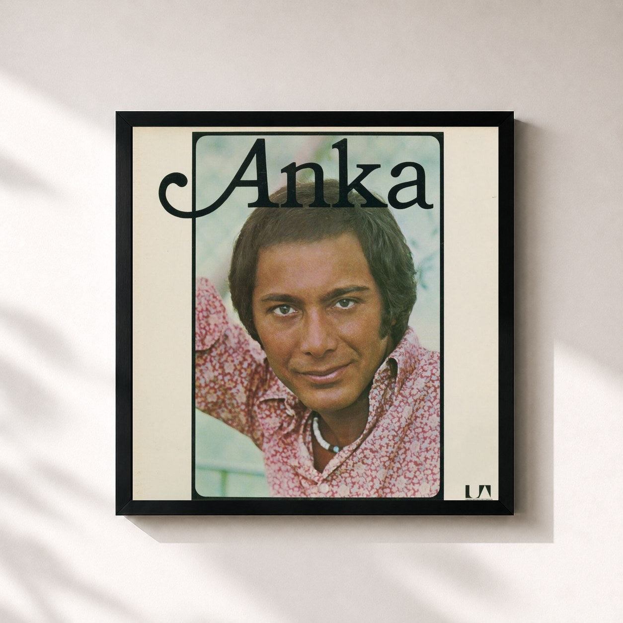 #noir Tableau carré de l'album Anka de Paul Anka, cadre noir 32x32 cm