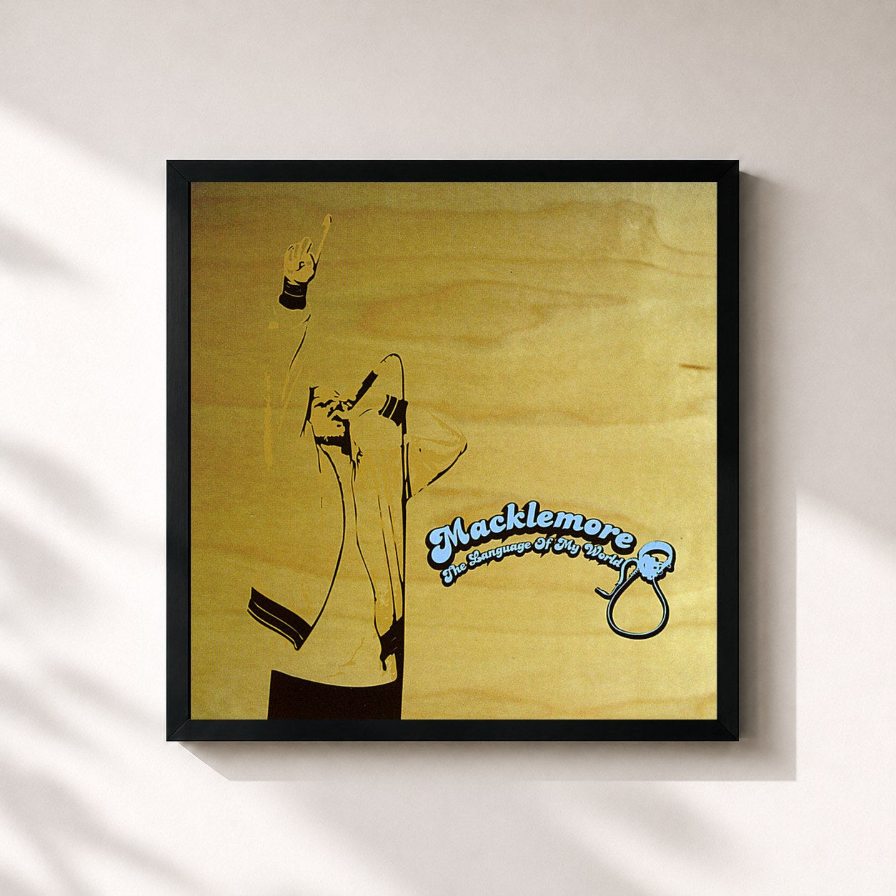 #noir Tableau carré de l'album The Language of My World de Macklemore, cadre noir 32x32 cm