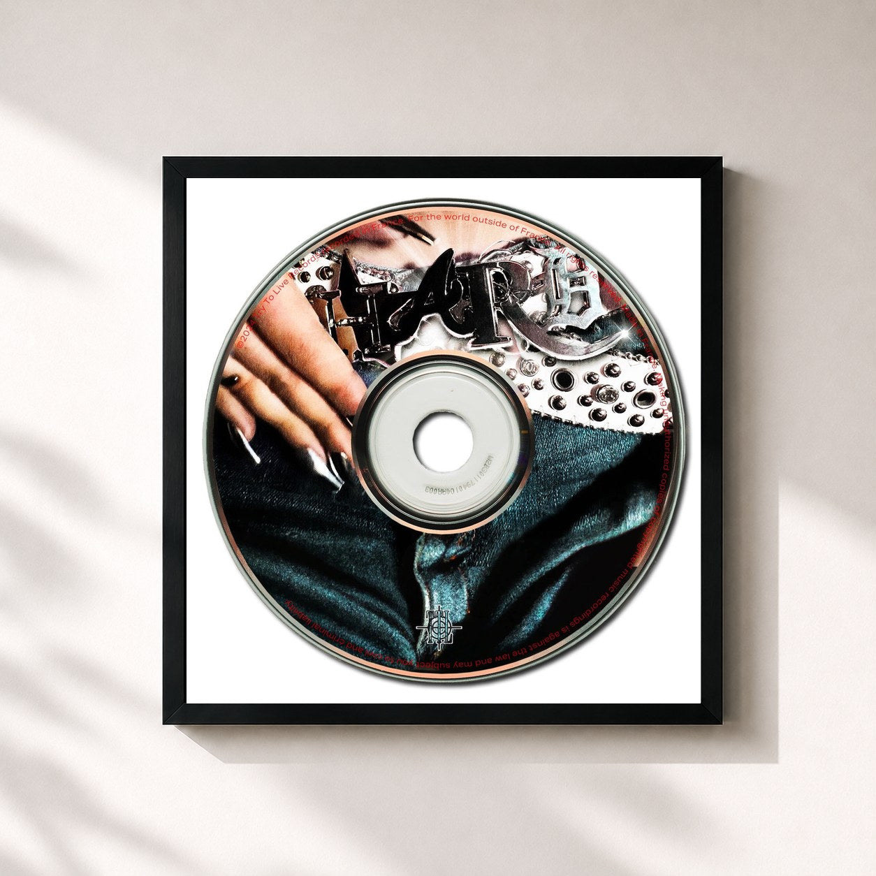 #noir Tableau carré de l'album HARD de Myth Syzer, cadre noir 32x32 cm