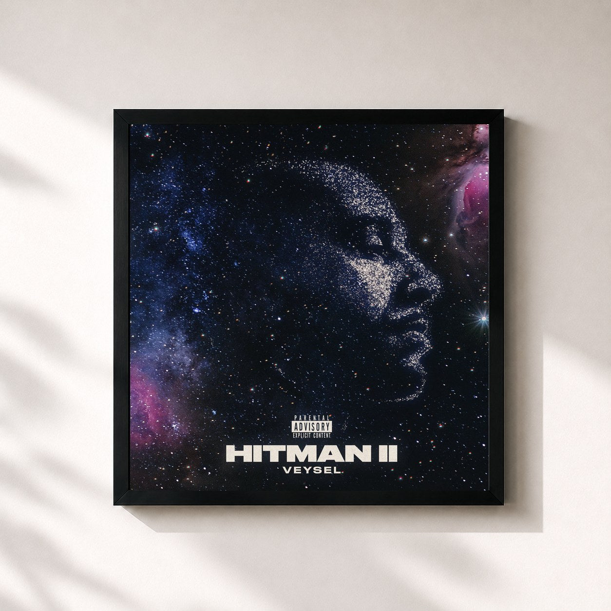 #noir Tableau carré de l'album Hitman 2 de Veysel, cadre noir 32x32 cm
