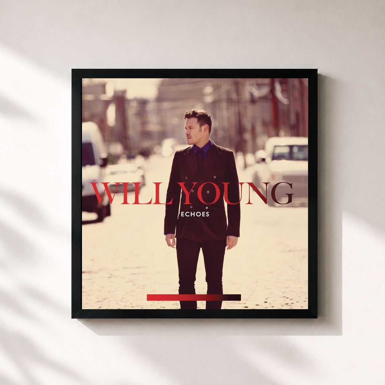 #noir Tableau carré de l'album Echoes de Will Young, cadre noir 32x32 cm