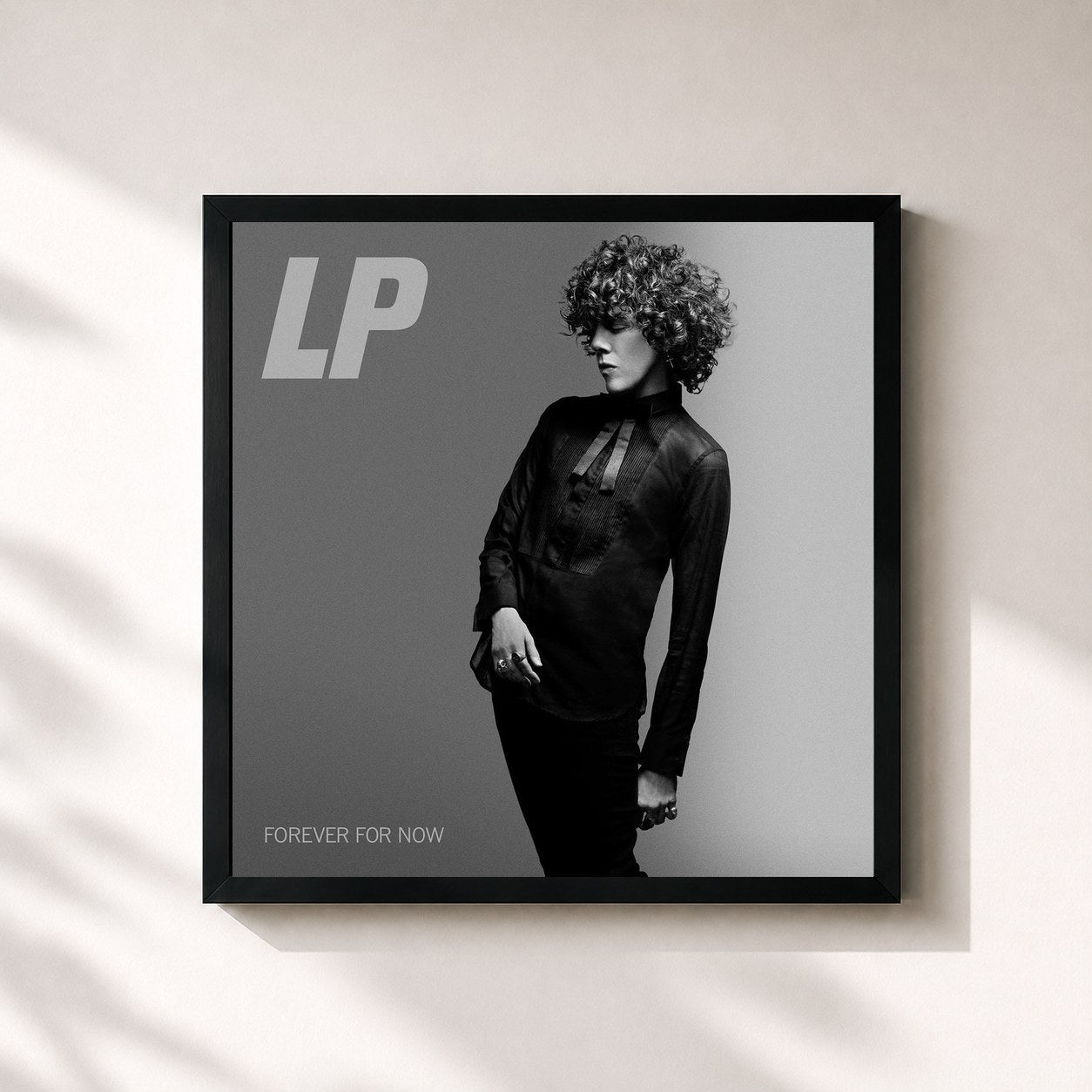 #noir Tableau carré de l'album Forever for Now de LP, cadre noir 32x32 cm