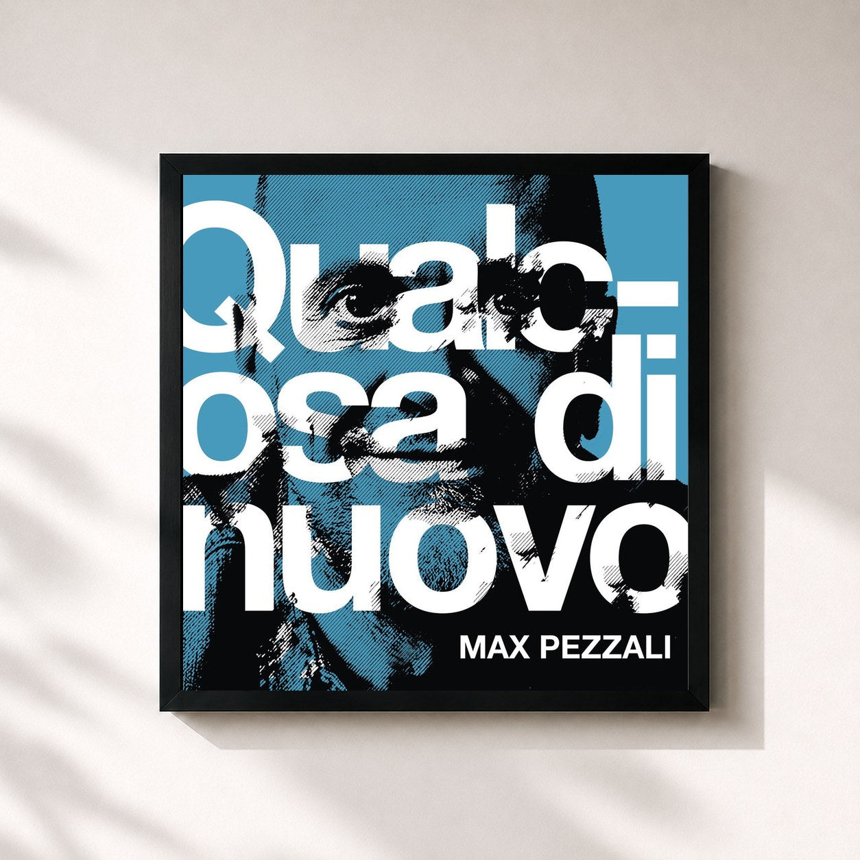 #noir Tableau carré de l'album Qualcosa di nuovo de Max Pezzali, cadre noir 32x32 cm