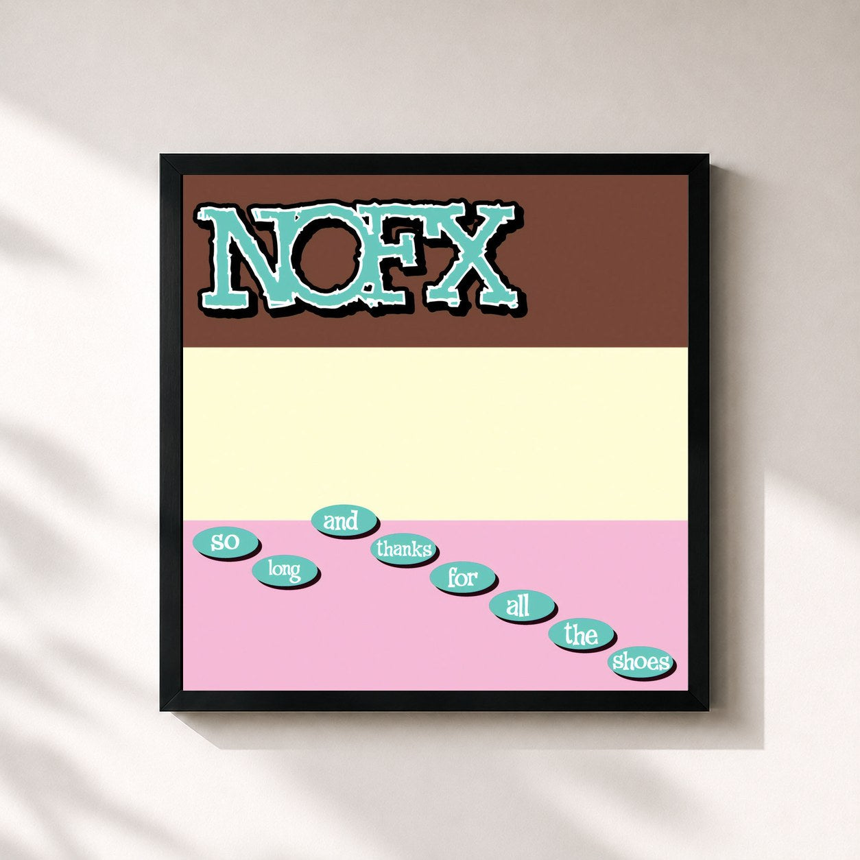 #noir Tableau carré de l'album So Long & Thanks For All The Shoes de NOFX, cadre noir 32x32 cm