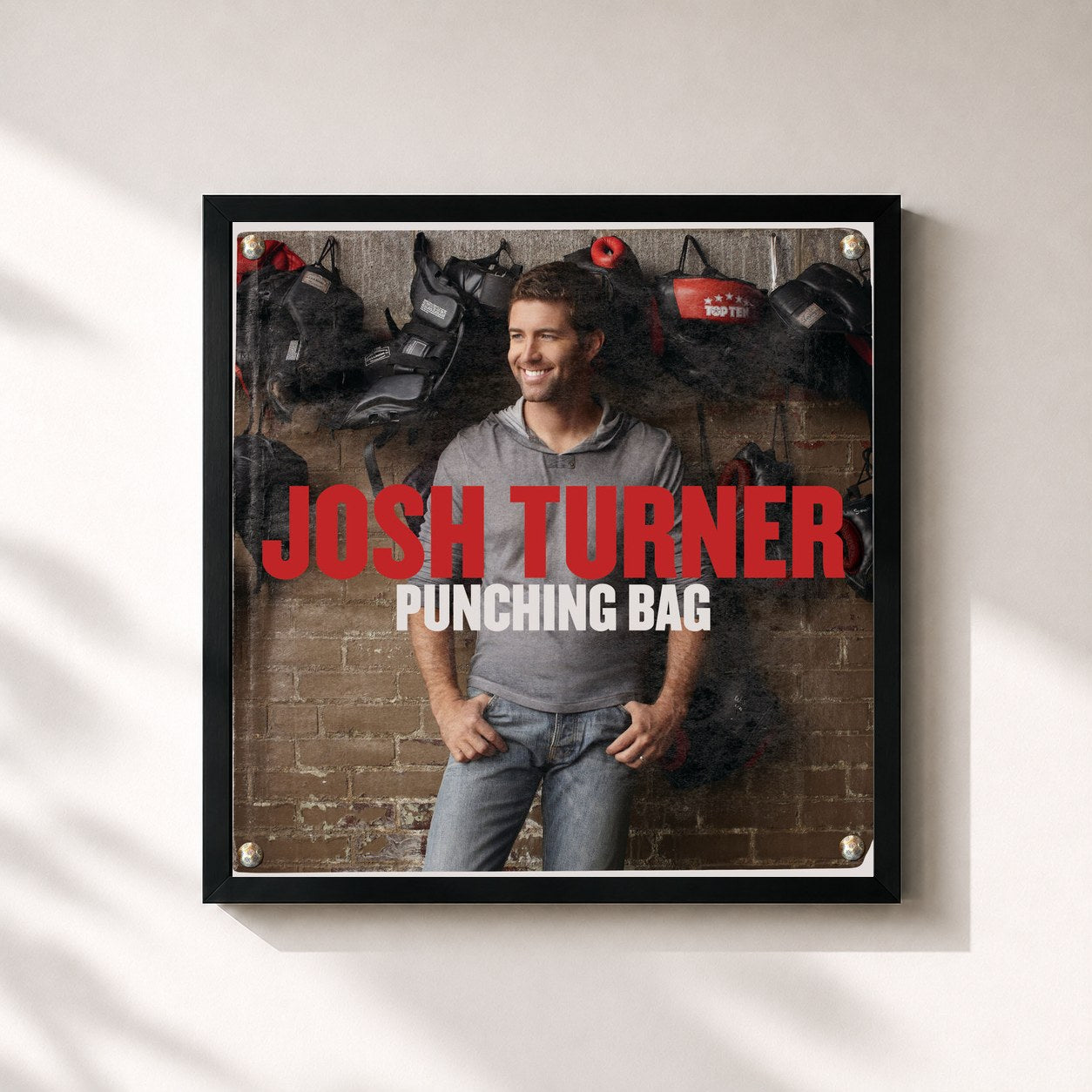 #noir Tableau carré de l'album Muve Sessions: Punching Bag de Josh Turner, cadre noir 32x32 cm