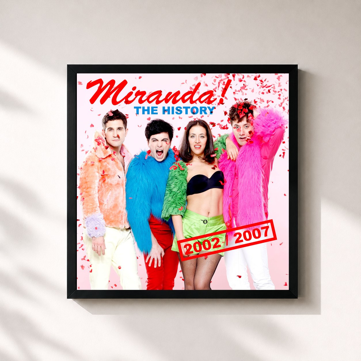 #noir Tableau carré de l'album The History 2002-2007 de Miranda!, cadre noir 32x32 cm