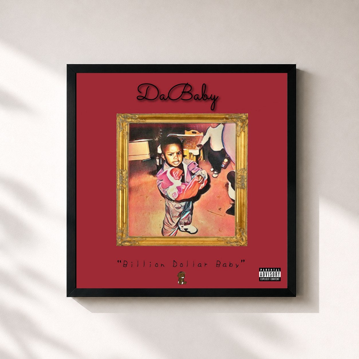 #noir Tableau carré de l'album Billion Dollar Baby de DaBaby, cadre noir 32x32 cm