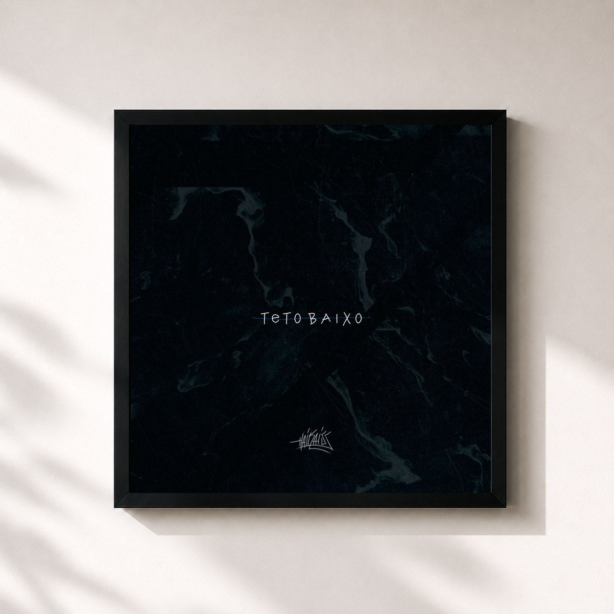 #noir Tableau carré de l'album Teto Baixo de Haikaiss, cadre noir 32x32 cm