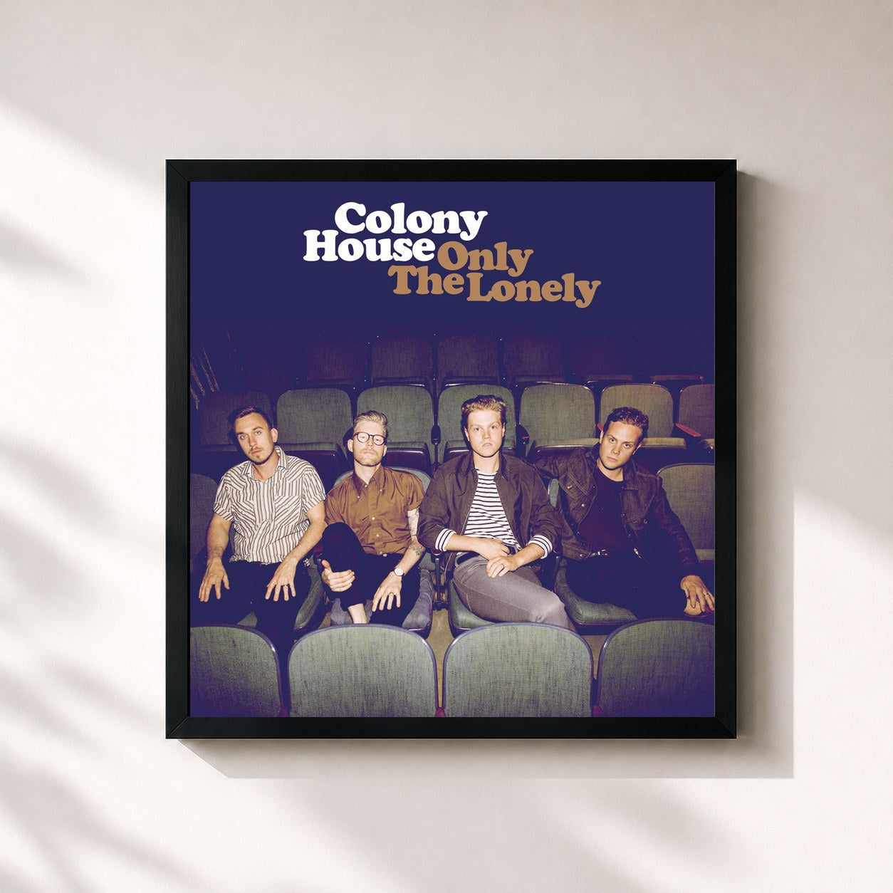 #noir Tableau carré de l'album Only The Lonely de Colony House, cadre noir 32x32 cm