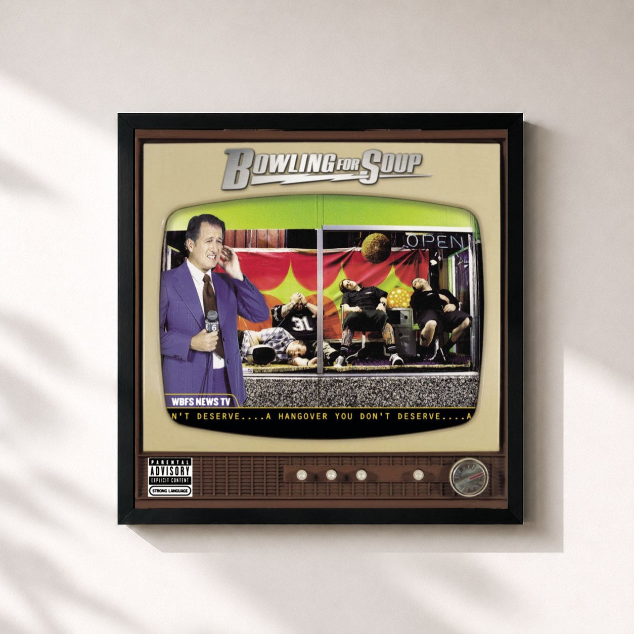 #noir Tableau carré de l'album A Hangover You Don't Deserve de Bowling for Soup, cadre noir 32x32 cm