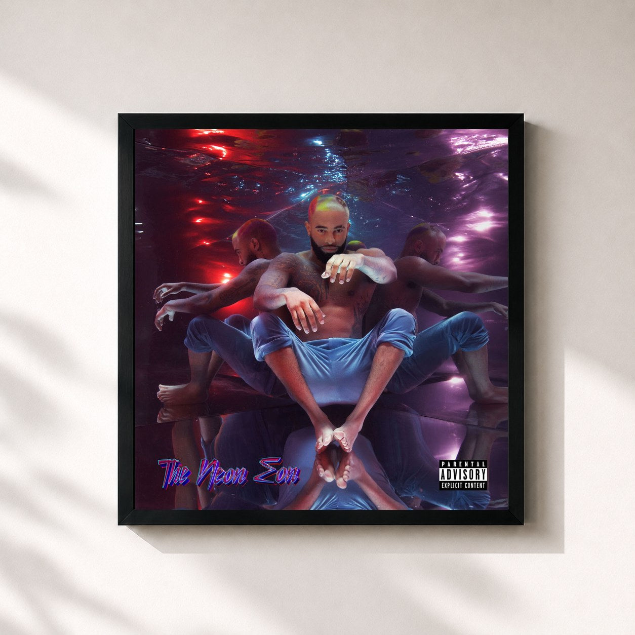 #noir Tableau carré de l'album The Neon Eon de Elijah Blake, cadre noir 32x32 cm