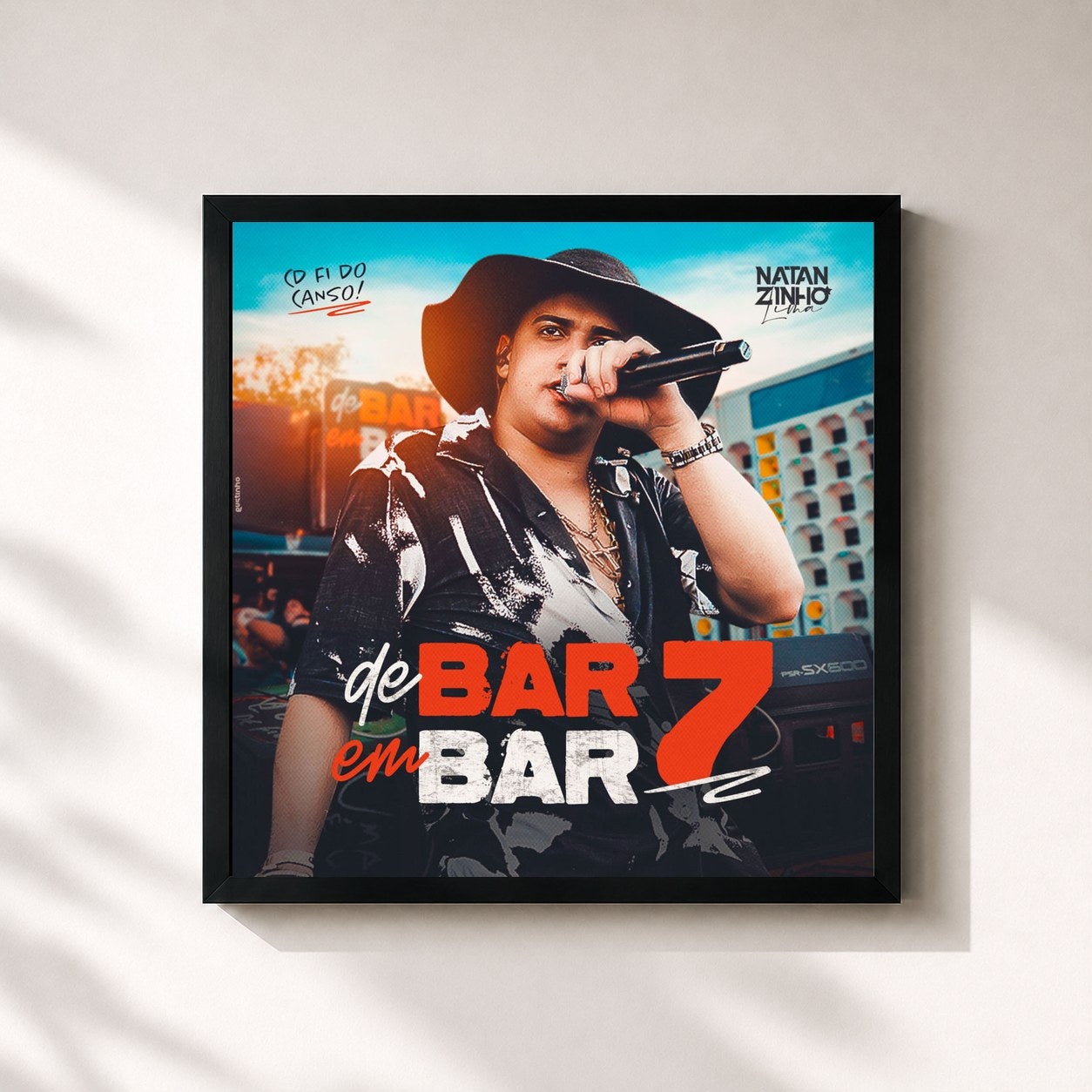 #noir Tableau carré de l'album De Bar em Bar 7 de Natanzinho Lima, cadre noir 32x32 cm