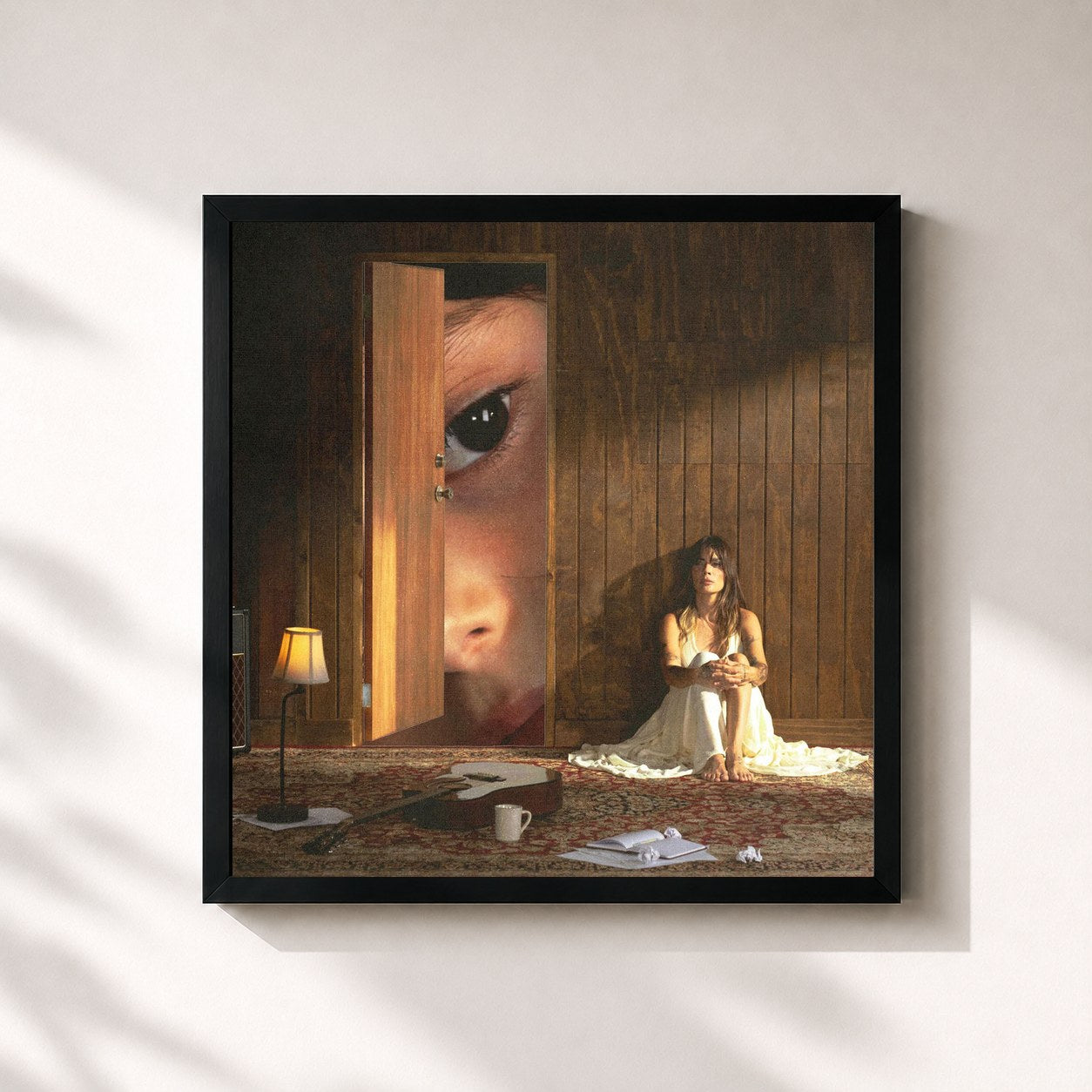 #noir Tableau carré de l'album PUERTA ABIERTA de Kany Garcia, cadre noir 32x32 cm