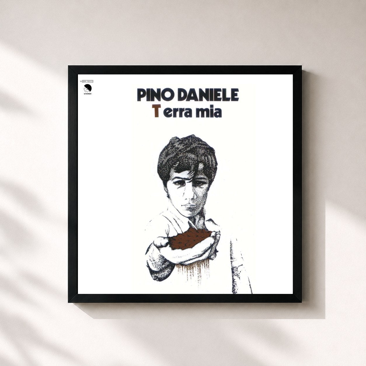 #noir Tableau carré de l'album Terra Mia (2008 - Remaster) de Pino Daniele, cadre noir 32x32 cm