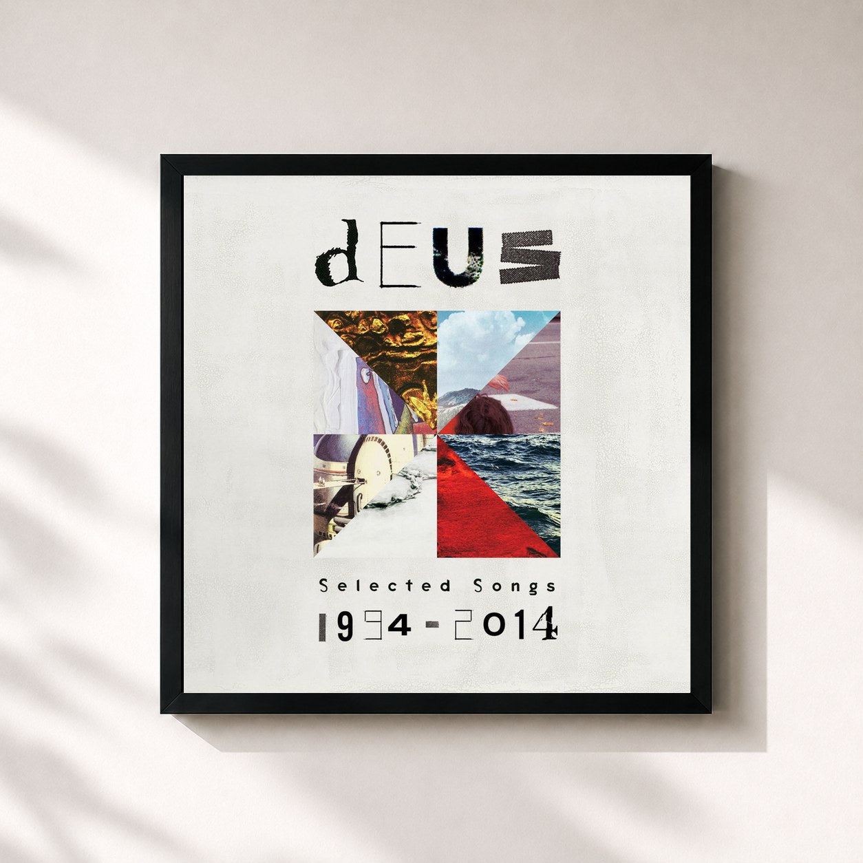 #noir Tableau carré de l'album Selected Songs 1994 - 2014 de dEUS, cadre noir 32x32 cm