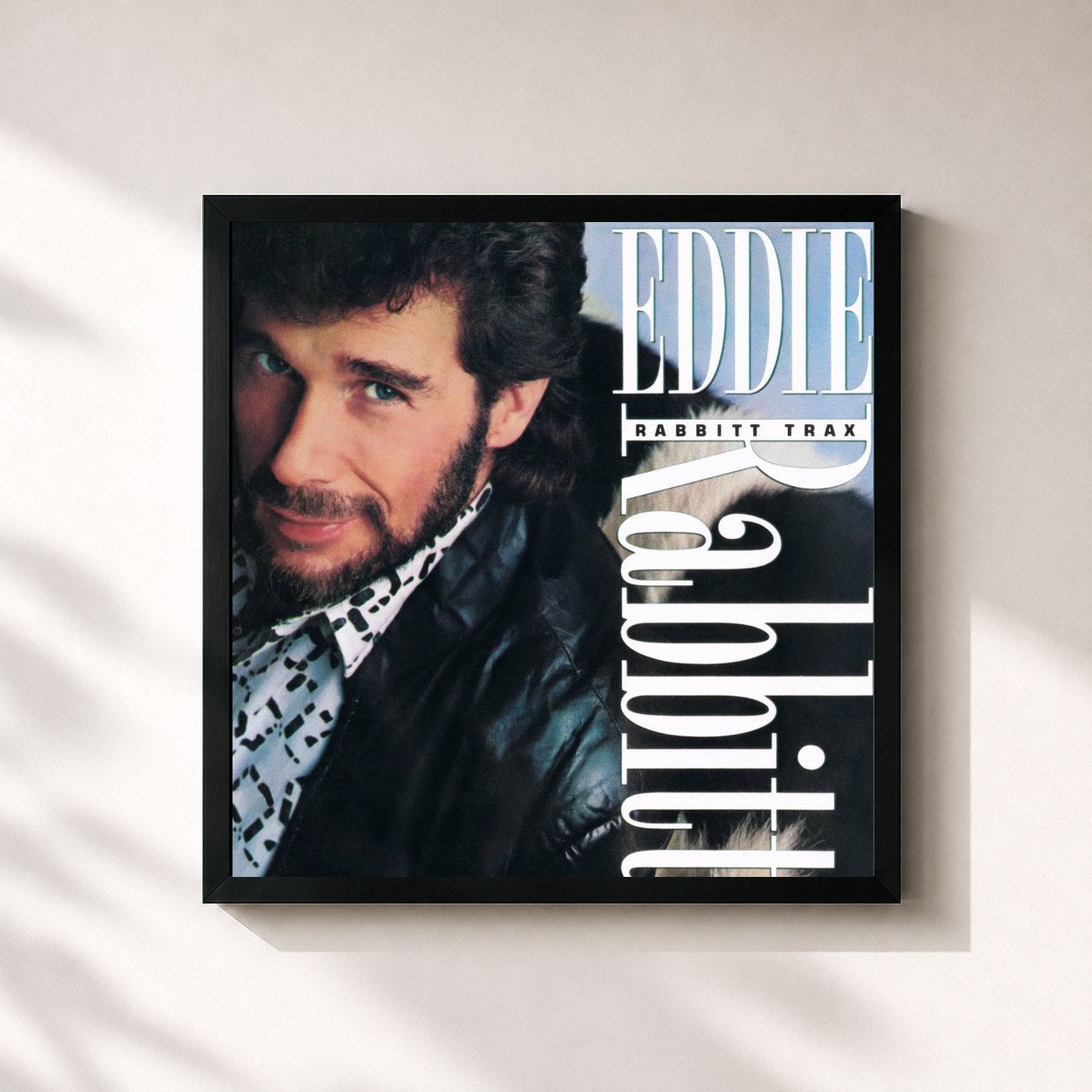 #noir Tableau carré de l'album Rabbitt Trax de Eddie Rabbitt, cadre noir 32x32 cm
