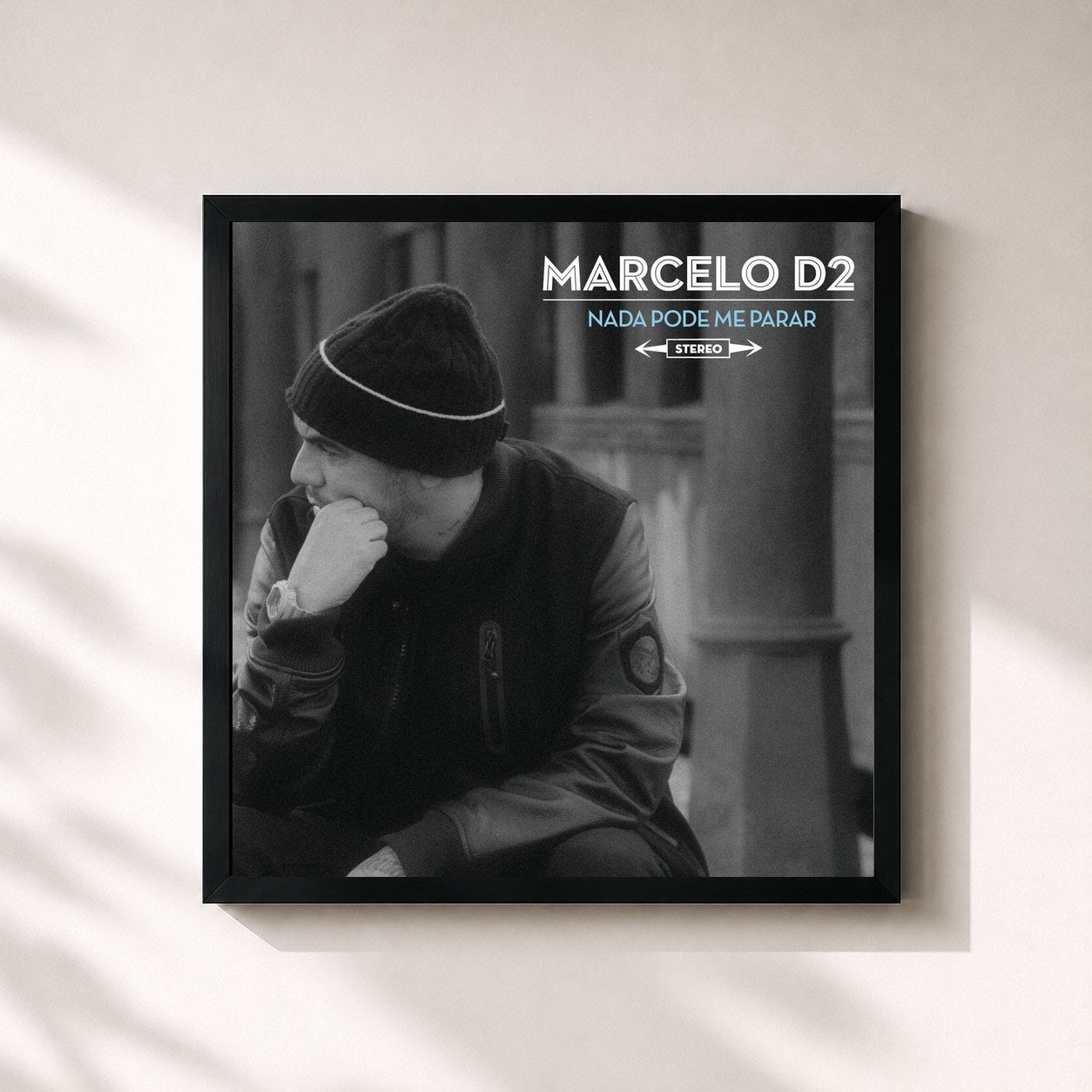 #noir Tableau carré de l'album Nada Pode Me Parar de Marcelo D2, cadre noir 32x32 cm