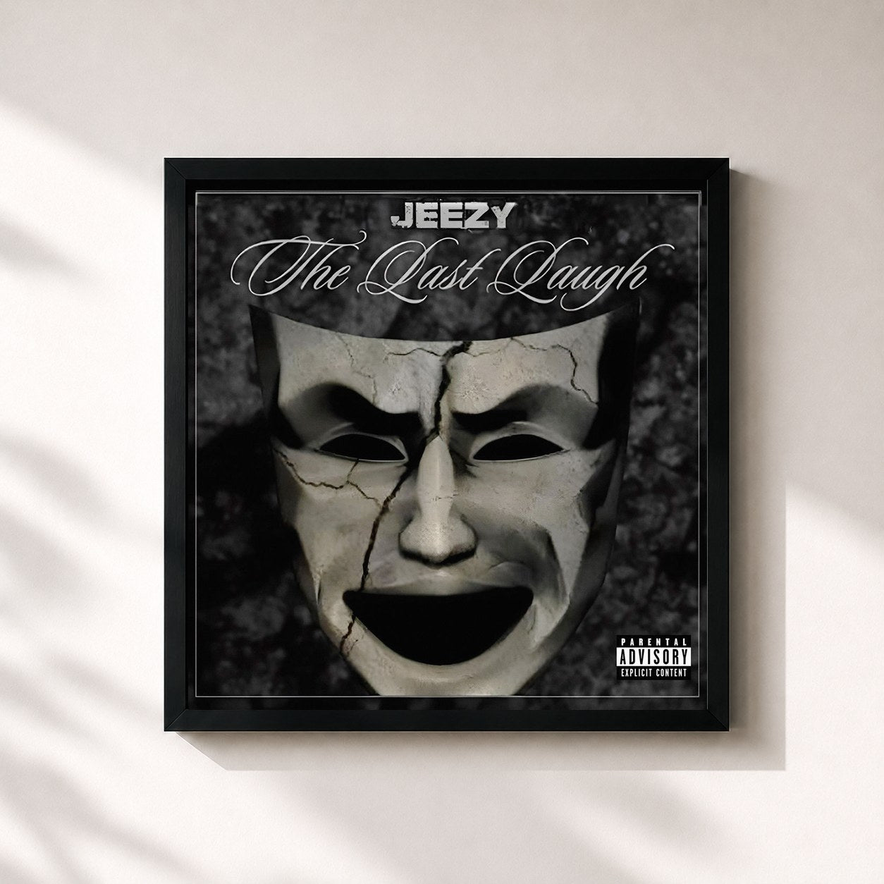 #noir Tableau carré de l'album The Last Laugh de Jeezy, cadre noir 32x32 cm