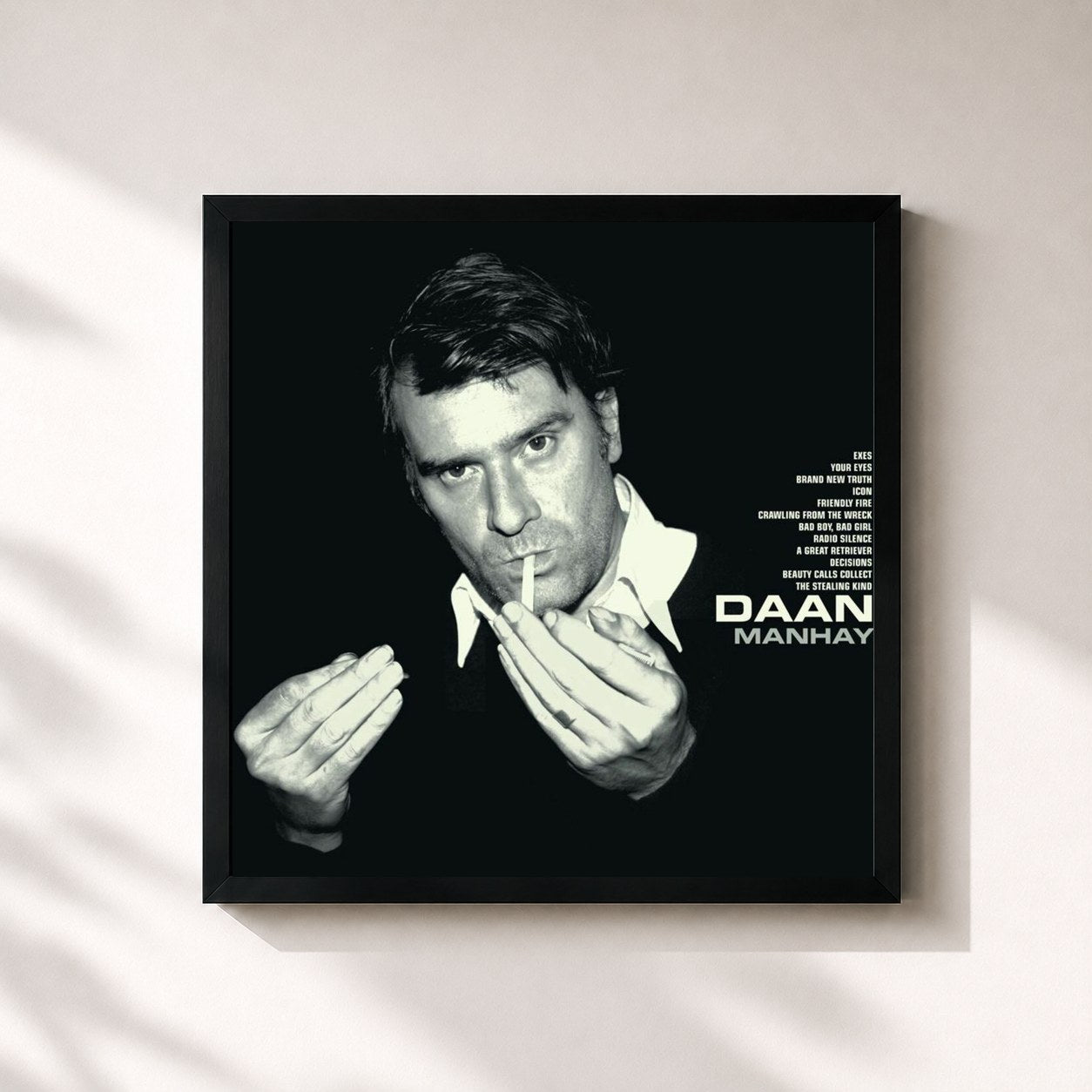 #noir Tableau carré de l'album Manhay de Daan, cadre noir 32x32 cm