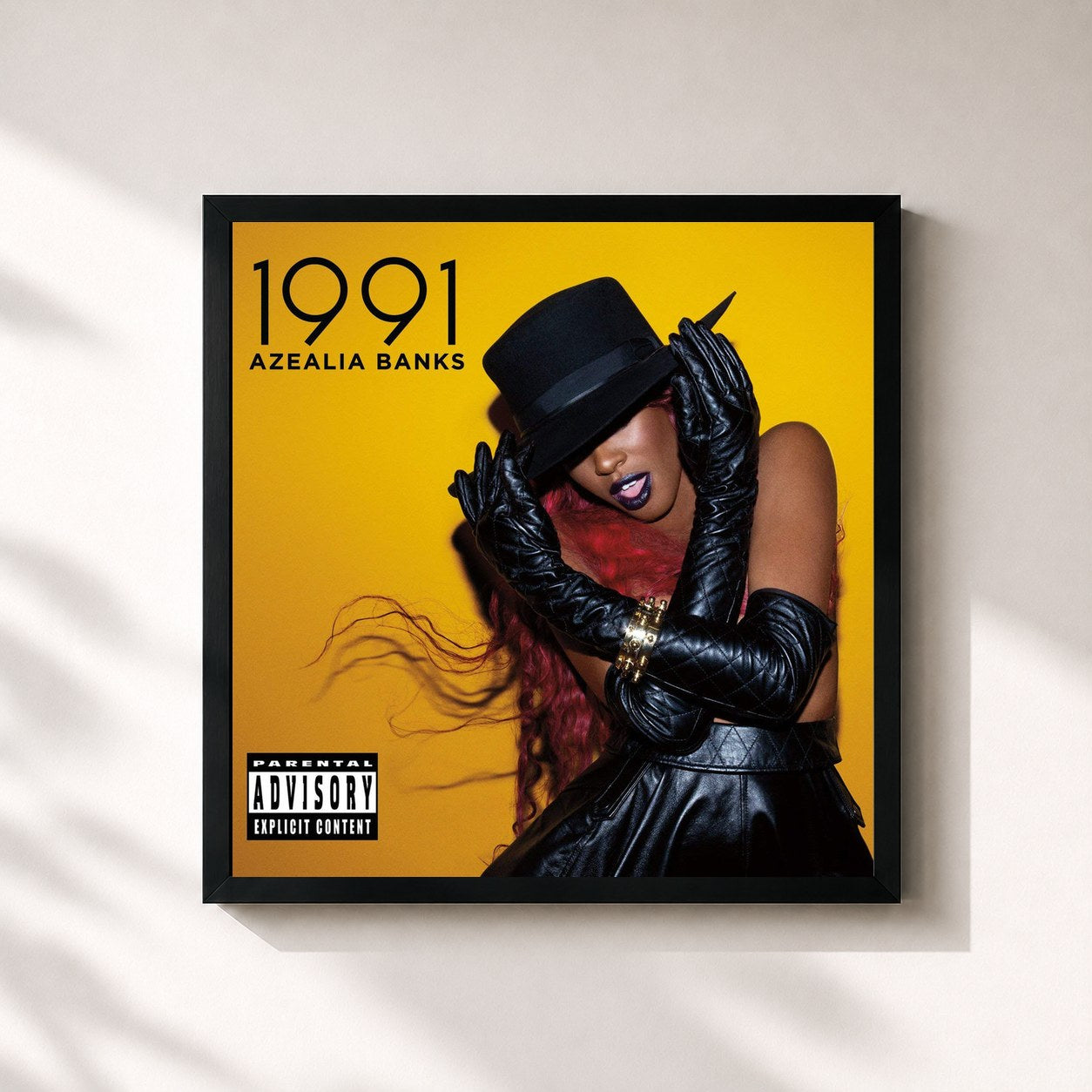 #noir Tableau carré de l'album 1991 - EP de Azealia Banks, cadre noir 32x32 cm