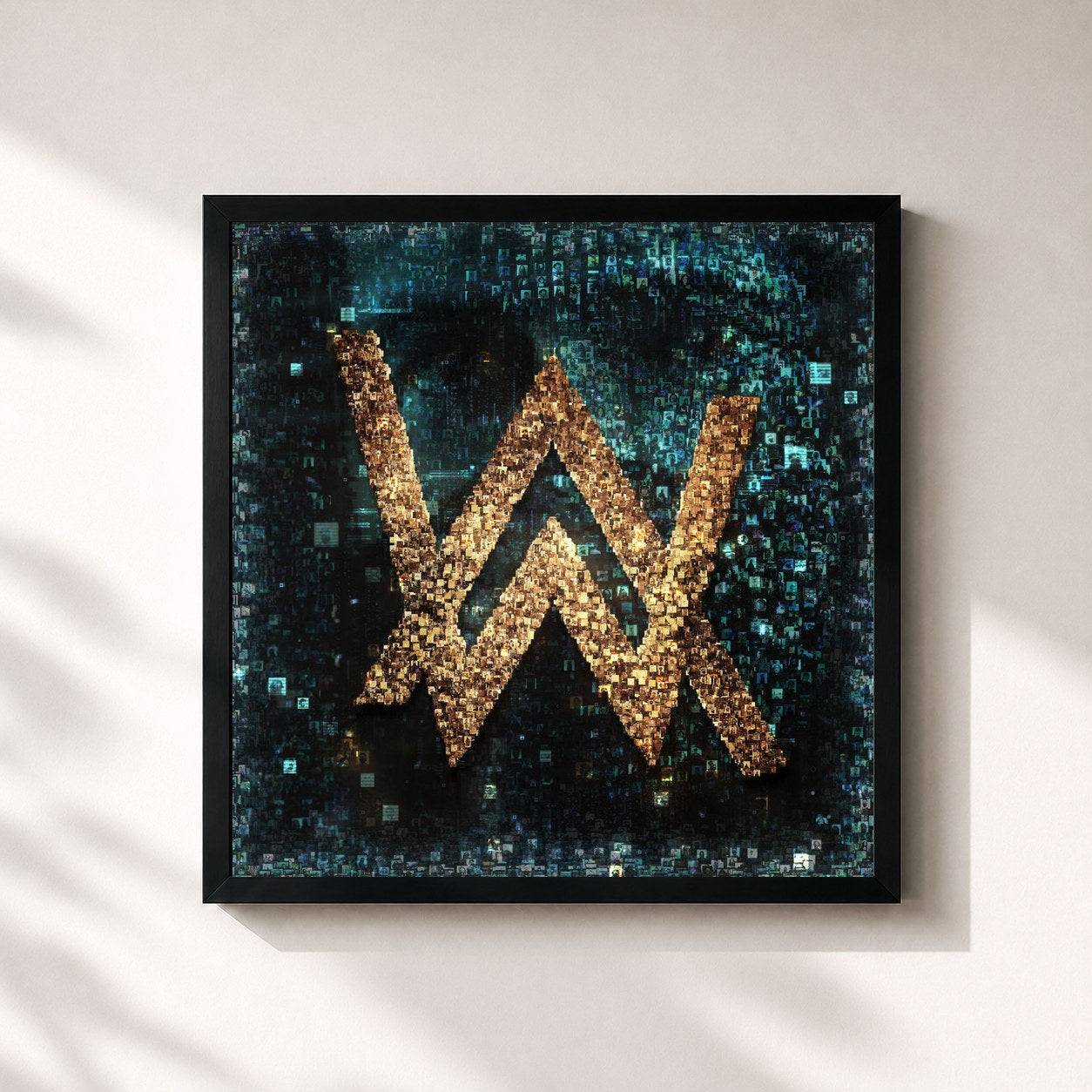 #noir Tableau carré de l'album World Of Walker de Alan Walker, cadre noir 32x32 cm