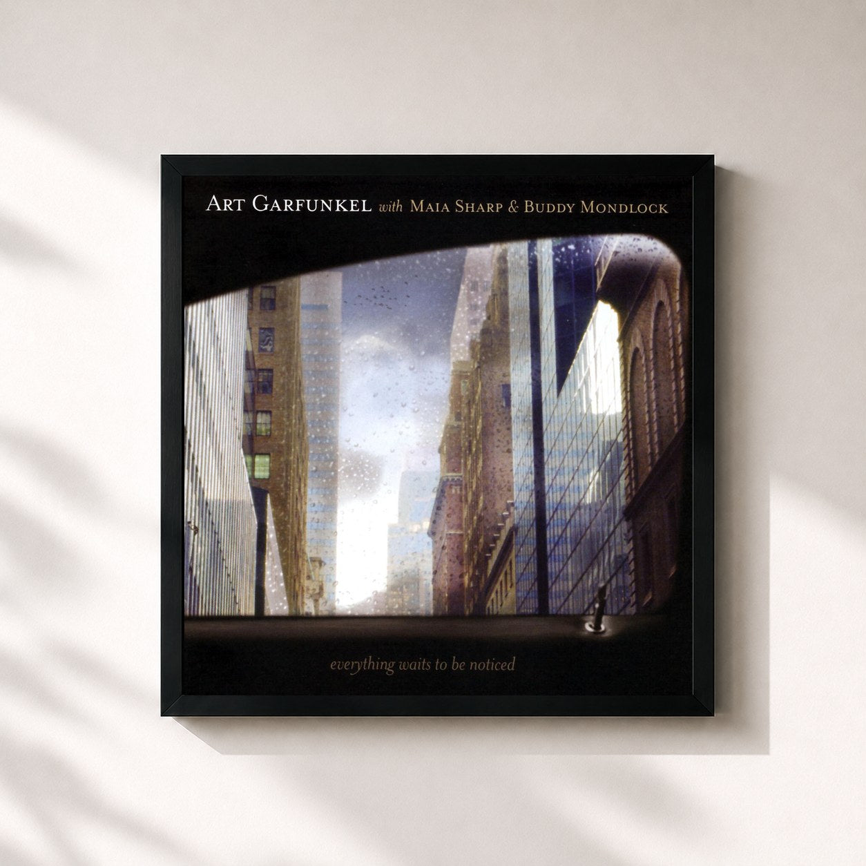 #noir Tableau carré de l'album Everything Waits To Be Noticed de Art Garfunkel, cadre noir 32x32 cm