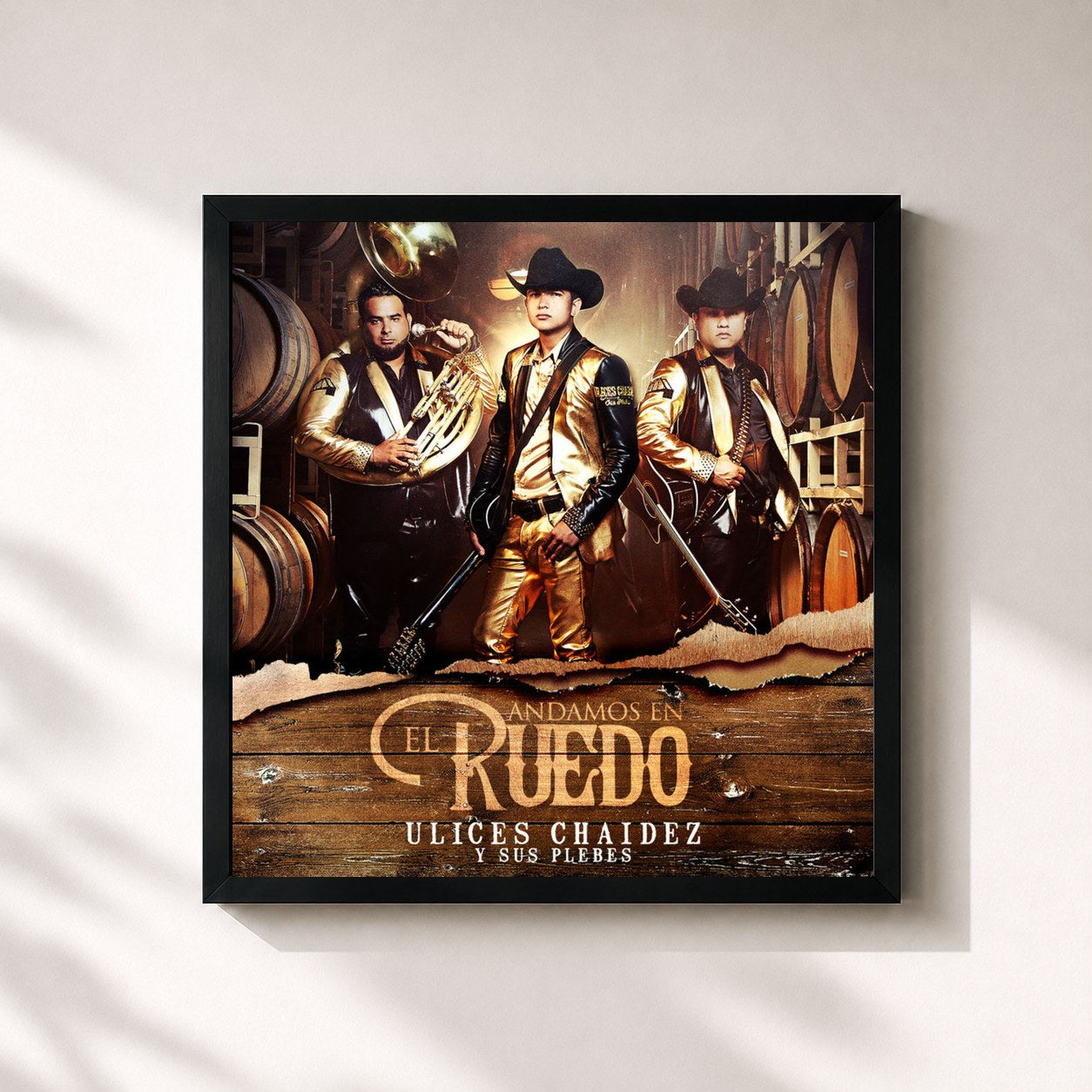 #noir Tableau carré de l'album Andamos En El Ruedo de Ulices Chaidez, cadre noir 32x32 cm