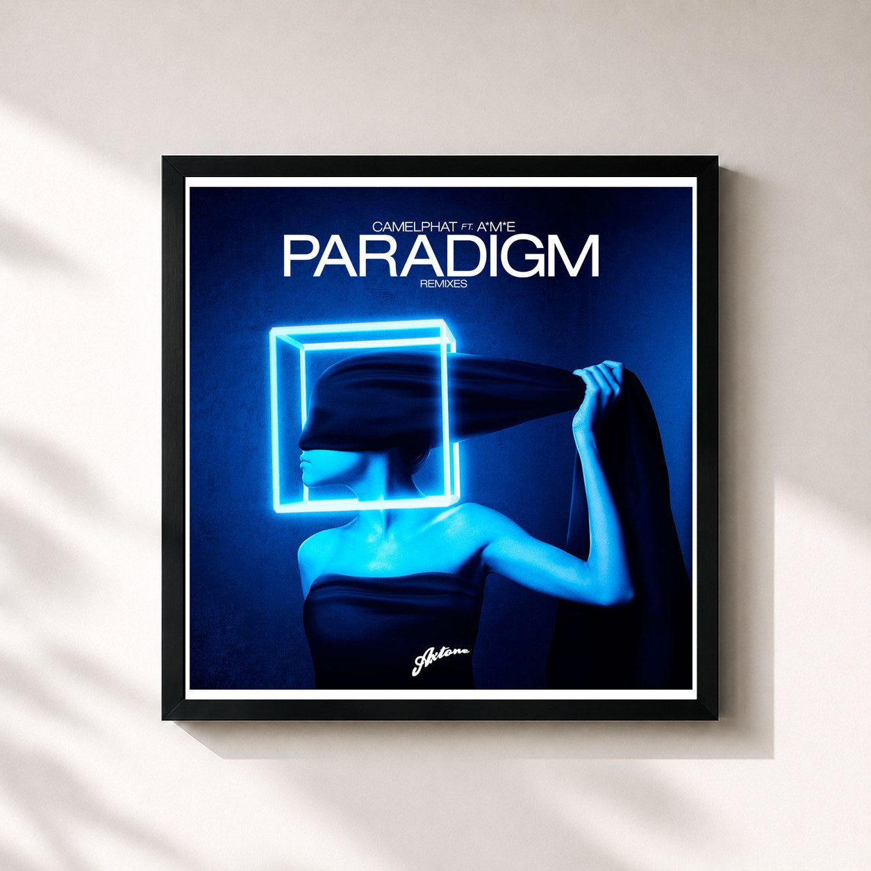 #noir Tableau carré de l'album Paradigm (Remixes) de CamelPhat, cadre noir 32x32 cm