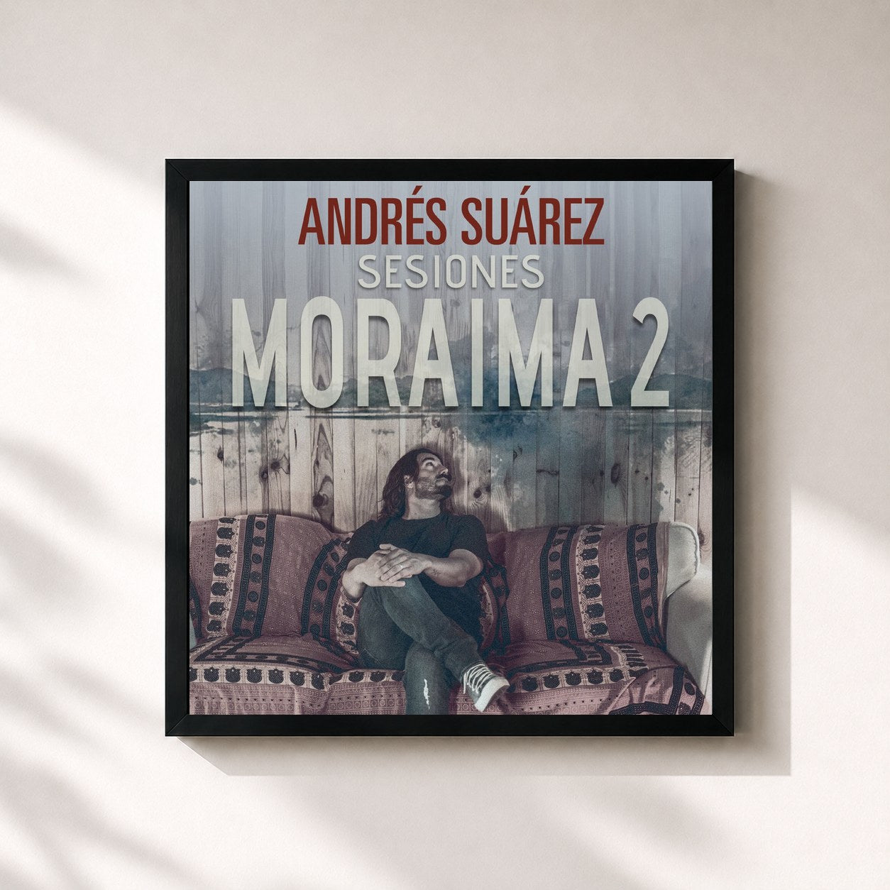 #noir Tableau carré de l'album Sesiones Moraima 2 de Andrés Suárez, cadre noir 32x32 cm