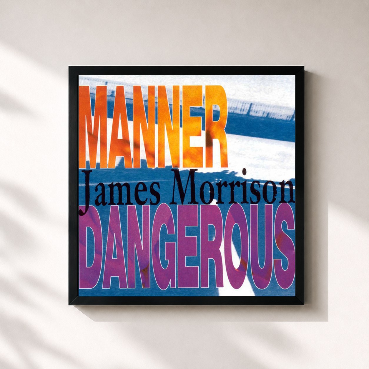 #noir Tableau carré de l'album Manner Dangerous de James Morrison, cadre noir 32x32 cm