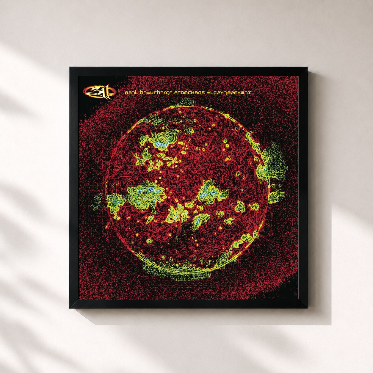 #noir Tableau carré de l'album From Chaos de 311, cadre noir 32x32 cm