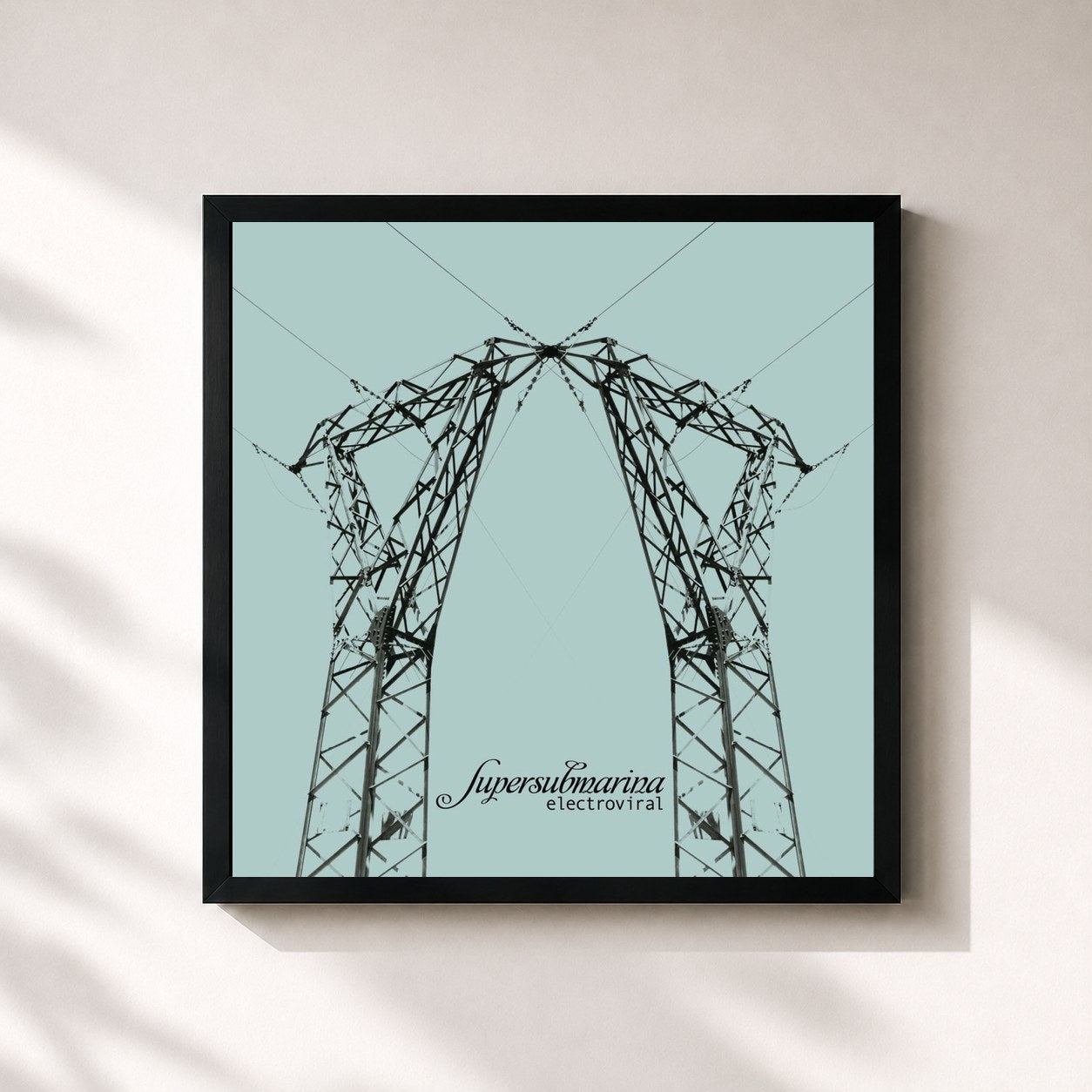 #noir Tableau carré de l'album Electroviral de Supersubmarina, cadre noir 32x32 cm