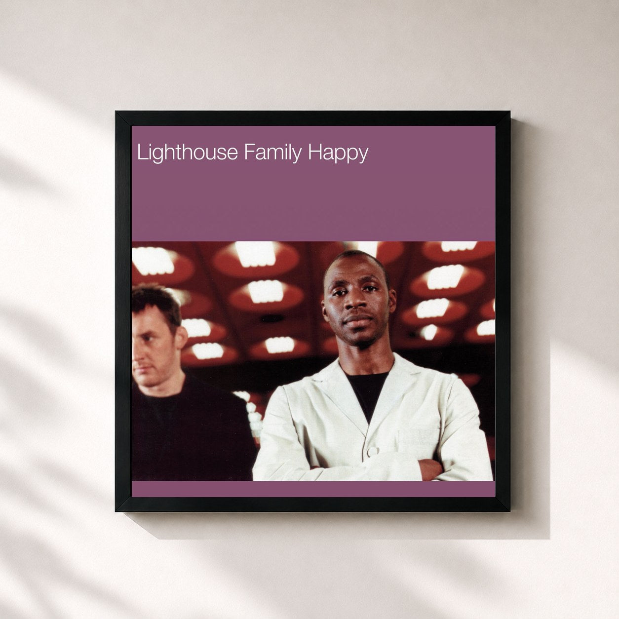 #noir Tableau carré de l'album Happy de Lighthouse Family, cadre noir 32x32 cm