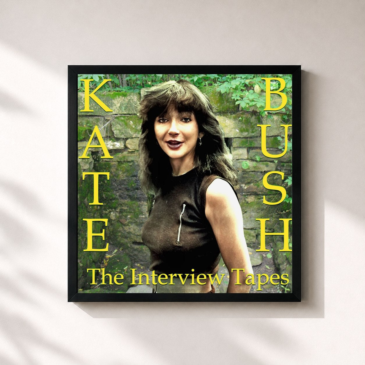 #noir Tableau carré de l'album The Interview Tapes de Kate Bush, cadre noir 32x32 cm