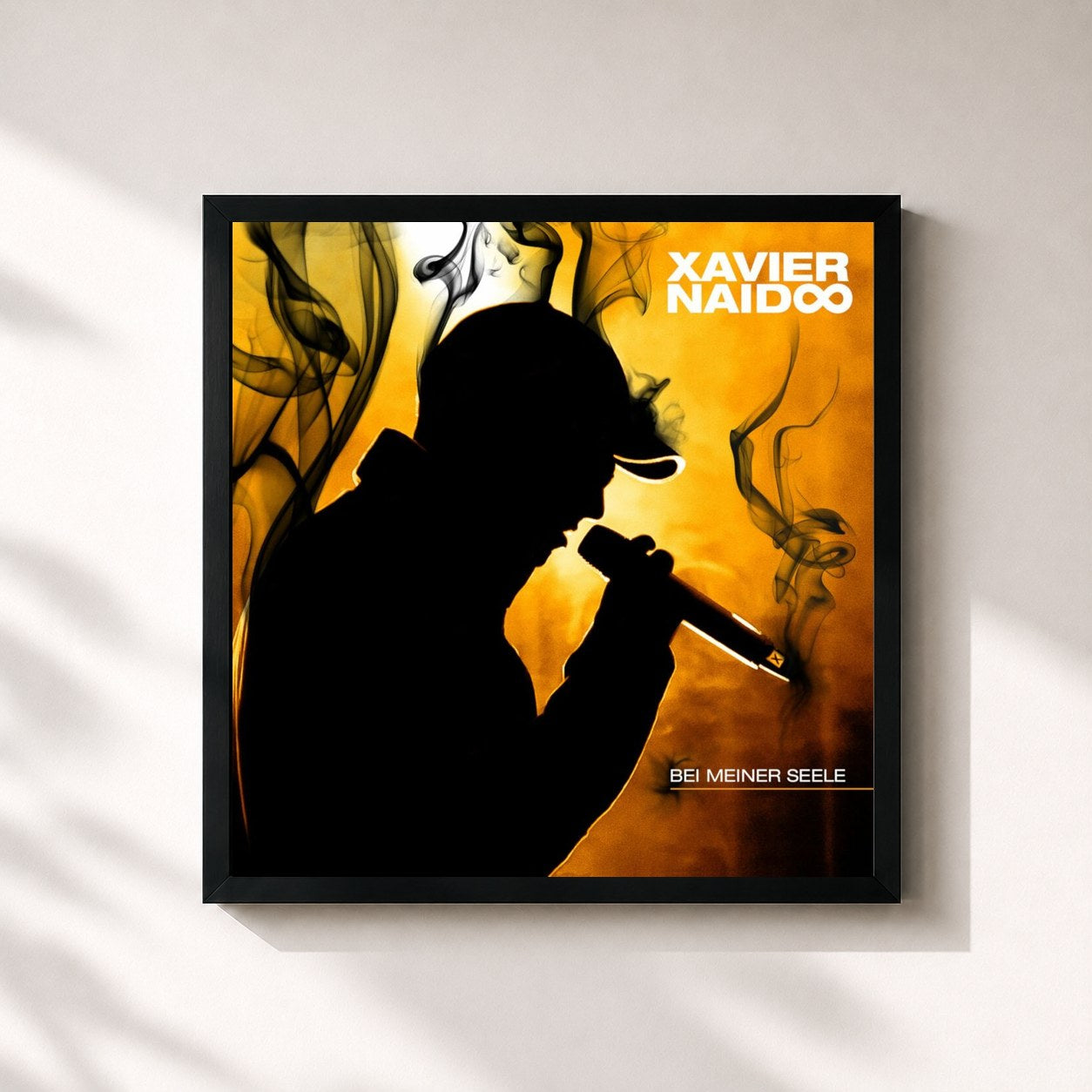 #noir Tableau carré de l'album Bei meiner Seele de Xavier Naidoo, cadre noir 32x32 cm