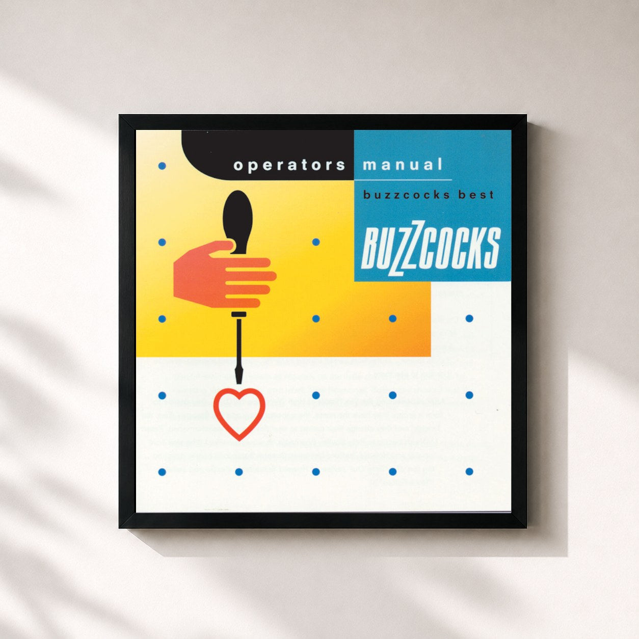 #noir Tableau carré de l'album Operators Manual (Buzzcocks Best) de Buzzcocks, cadre noir 32x32 cm