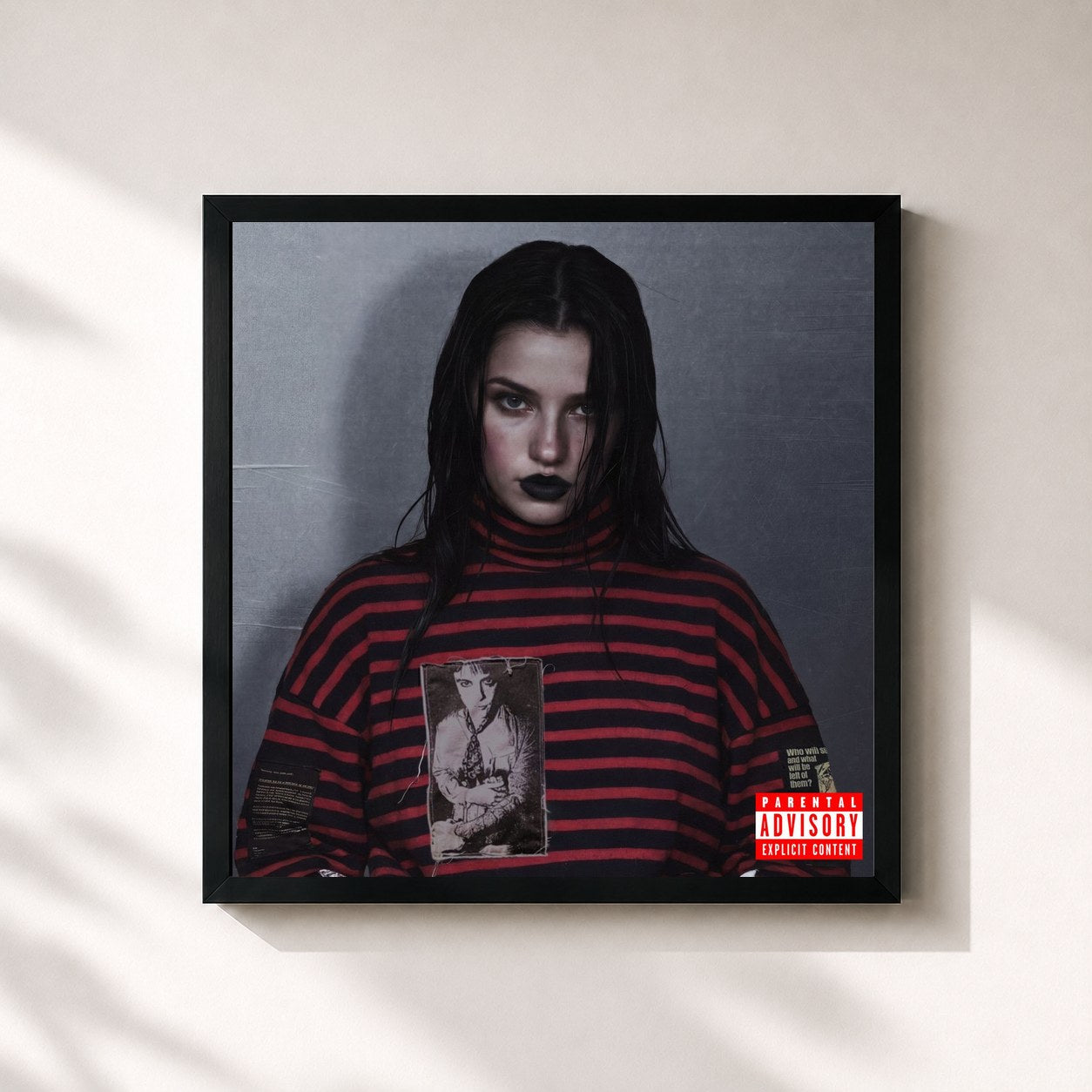 #noir Tableau carré de l'album BEWARE de Ufo361, cadre noir 32x32 cm
