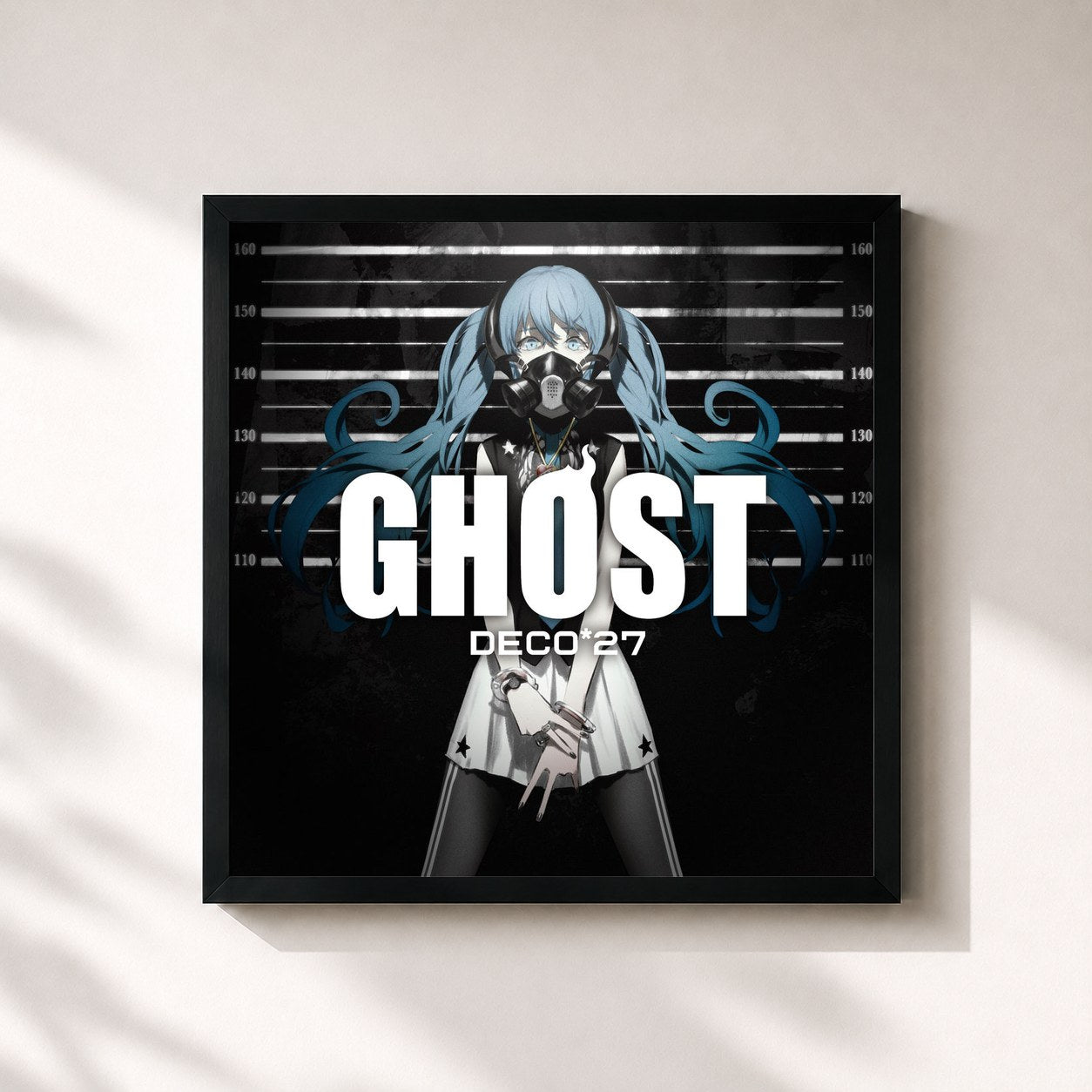 #noir Tableau carré de l'album GHOST de DECO*27, cadre noir 32x32 cm