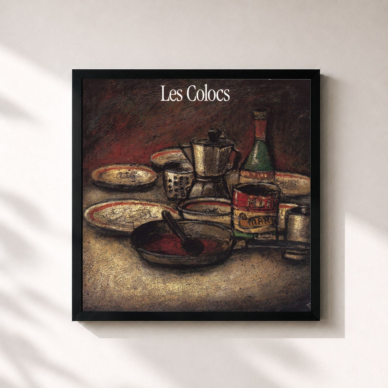 #noir Tableau carré de l'album Les Colocs de Les Colocs, cadre noir 32x32 cm