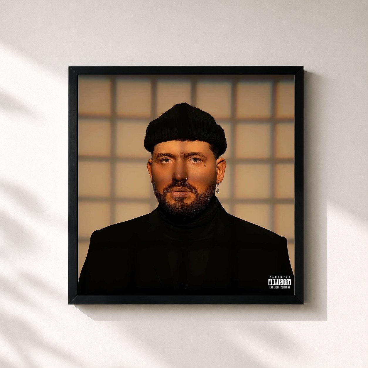 #noir Tableau carré de l'album 1984 (Deluxe) de GASHI, cadre noir 32x32 cm