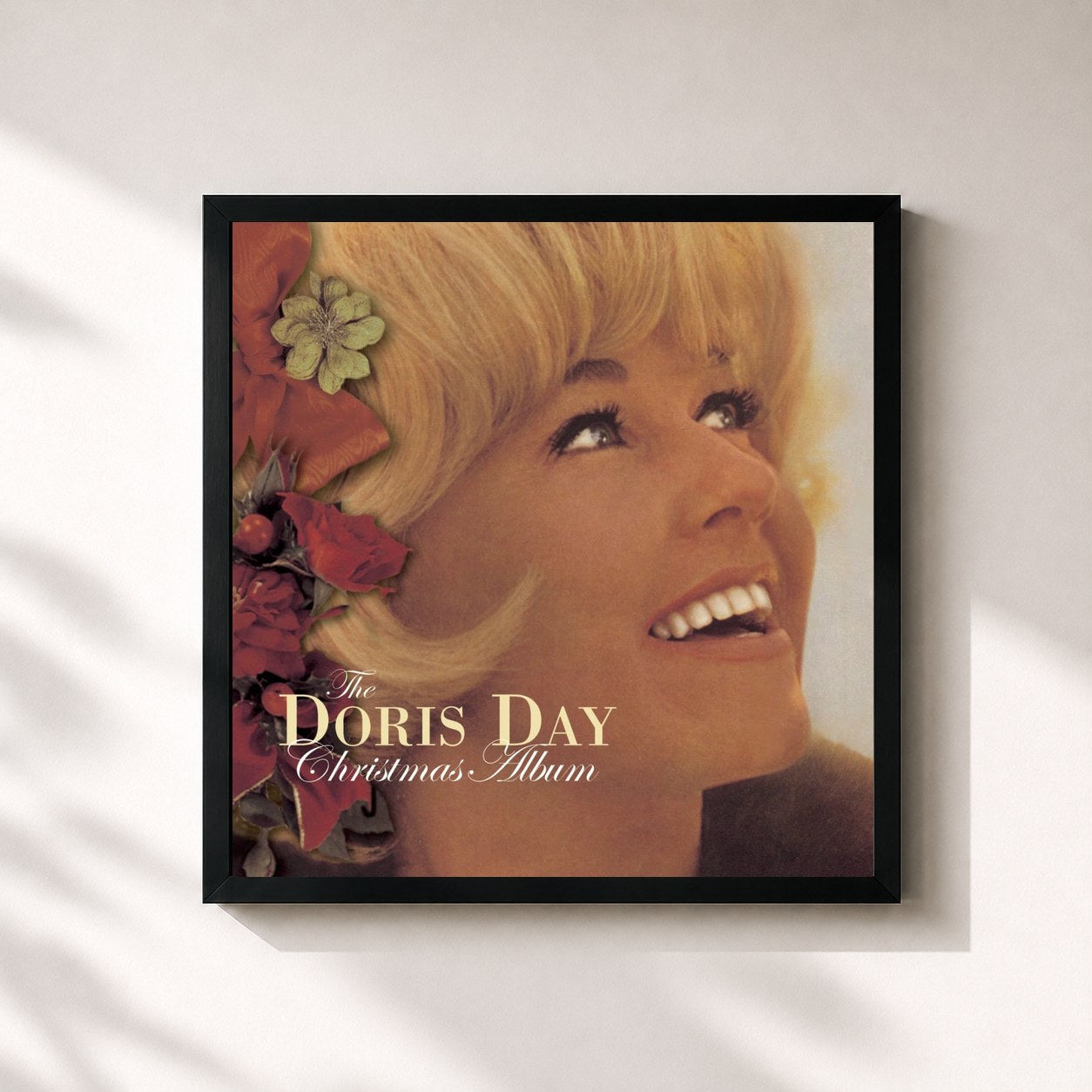 #noir Tableau carré de l'album The Doris Day Christmas Album de Doris Day, cadre noir 32x32 cm