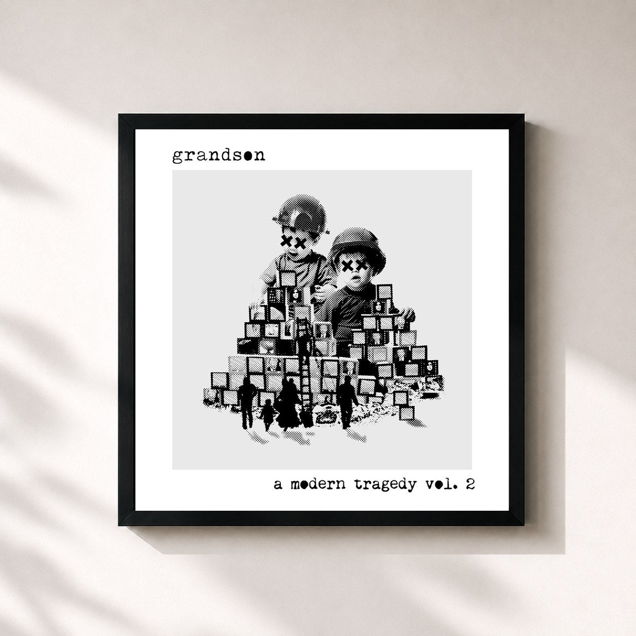 #noir Tableau carré de l'album a modern tragedy vol. 2 de Grandson, cadre noir 32x32 cm